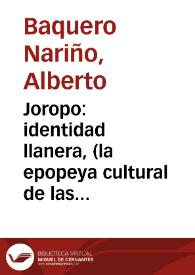 Joropo: identidad llanera, (la epopeya cultural de las comunidades del Orinoco) | Biblioteca Virtual Miguel de Cervantes