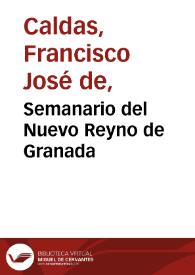 Semanario del Nuevo Reyno de Granada | Biblioteca Virtual Miguel de Cervantes