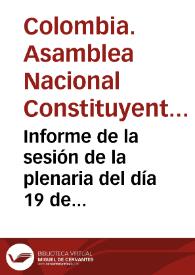 Informe de la sesión de la plenaria del día 19 de junio de 1991 | Biblioteca Virtual Miguel de Cervantes