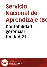 Contabilidad gerencial - Unidad 21 | Biblioteca Virtual Miguel de Cervantes