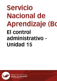 El control administrativo - Unidad 15 | Biblioteca Virtual Miguel de Cervantes