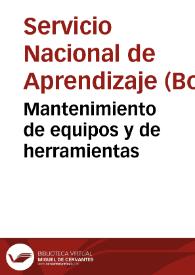 Mantenimiento de equipos y de herramientas | Biblioteca Virtual Miguel de Cervantes