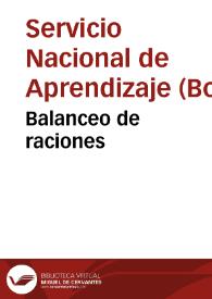 Balanceo de raciones | Biblioteca Virtual Miguel de Cervantes