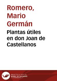 Plantas útiles en don Joan de Castellanos | Biblioteca Virtual Miguel de Cervantes