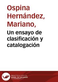 Un ensayo de clasificación y catalogación | Biblioteca Virtual Miguel de Cervantes