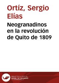 Neogranadinos en la revolución de Quito de 1809 | Biblioteca Virtual Miguel de Cervantes