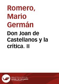 Don Joan de Castellanos y la crítica. II | Biblioteca Virtual Miguel de Cervantes