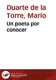 Un poeta por conocer | Biblioteca Virtual Miguel de Cervantes