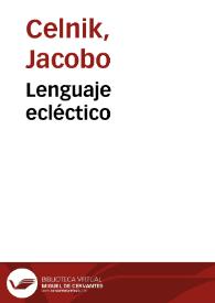 Lenguaje ecléctico | Biblioteca Virtual Miguel de Cervantes