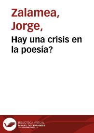 Hay una crisis en la poesía? | Biblioteca Virtual Miguel de Cervantes