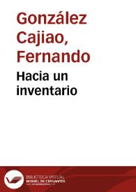 Hacia un inventario | Biblioteca Virtual Miguel de Cervantes