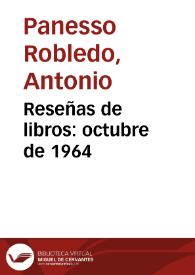 Reseñas de libros: octubre de 1964 | Biblioteca Virtual Miguel de Cervantes