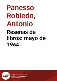 Reseñas de libros: mayo de 1964 | Biblioteca Virtual Miguel de Cervantes