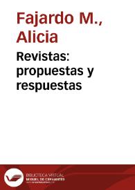 Revistas: propuestas y respuestas | Biblioteca Virtual Miguel de Cervantes