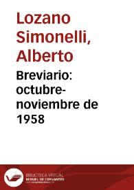 Breviario: octubre-noviembre de 1958 | Biblioteca Virtual Miguel de Cervantes
