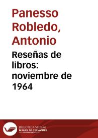 Reseñas de libros: noviembre de 1964 | Biblioteca Virtual Miguel de Cervantes