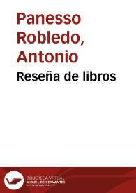 Reseña de libros | Biblioteca Virtual Miguel de Cervantes
