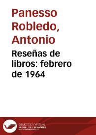 Reseñas de libros: febrero de 1964 | Biblioteca Virtual Miguel de Cervantes