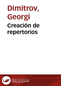 Creación de repertorios | Biblioteca Virtual Miguel de Cervantes