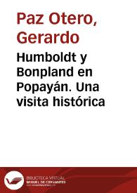 Humboldt y Bonpland en Popayán. Una visita histórica | Biblioteca Virtual Miguel de Cervantes
