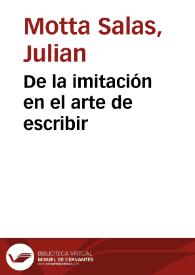 De la imitación en el arte de escribir | Biblioteca Virtual Miguel de Cervantes