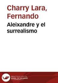 Aleixandre y el surrealismo | Biblioteca Virtual Miguel de Cervantes