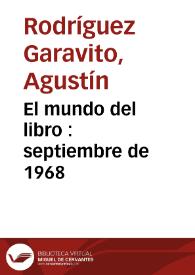 El mundo del libro : septiembre de 1968 | Biblioteca Virtual Miguel de Cervantes