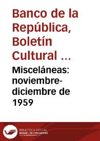 Misceláneas: noviembre-diciembre de 1959 | Biblioteca Virtual Miguel de Cervantes