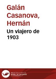Un viajero de 1903 | Biblioteca Virtual Miguel de Cervantes