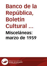 Misceláneas: marzo de 1959 | Biblioteca Virtual Miguel de Cervantes