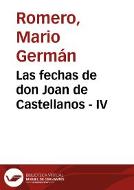 Las fechas de don Joan de Castellanos - IV | Biblioteca Virtual Miguel de Cervantes