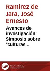 Avances de investigación: Simposio sobre "culturas laborales" | Biblioteca Virtual Miguel de Cervantes