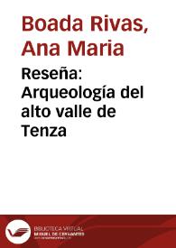 Reseña: Arqueología del alto valle de Tenza | Biblioteca Virtual Miguel de Cervantes