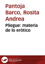 Pliegue: materia de lo erótico | Biblioteca Virtual Miguel de Cervantes