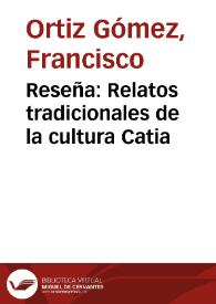 Reseña: Relatos tradicionales de la cultura Catia | Biblioteca Virtual Miguel de Cervantes