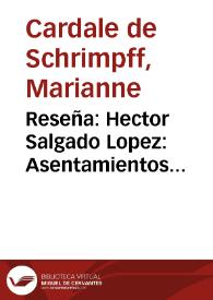 Reseña: Hector Salgado Lopez: Asentamientos prehispanicos en el noroccidente del Valle Del Cauca. | Biblioteca Virtual Miguel de Cervantes