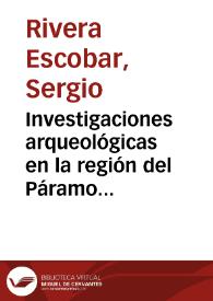 Investigaciones arqueológicas en la región del Páramo de Guerrero, Municipio de Tausa | Biblioteca Virtual Miguel de Cervantes