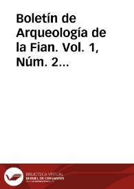Boletín de Arqueología de la Fian. Vol. 1, Núm. 2 (1986) | Biblioteca Virtual Miguel de Cervantes