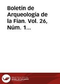 Boletín de Arqueología de la Fian. Vol. 26, Núm. 1 (2017) | Biblioteca Virtual Miguel de Cervantes