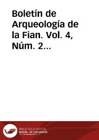 Boletín de Arqueología de la Fian. Vol. 4, Núm. 2 (1989) | Biblioteca Virtual Miguel de Cervantes