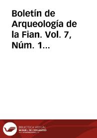 Boletín de Arqueología de la Fian. Vol. 7, Núm. 1 (1992) | Biblioteca Virtual Miguel de Cervantes