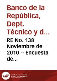 RE No. 138 Noviembre de 2010 -- Encuesta de expectativas de octubre de 2010 | Biblioteca Virtual Miguel de Cervantes