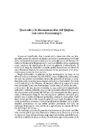 Quevedo y la deconstrucción del "Quijote", con otros desmontajes / David Felipe Arranz Lago | Biblioteca Virtual Miguel de Cervantes