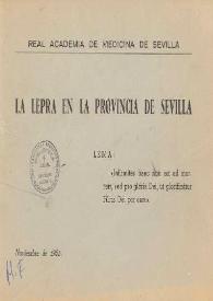 La lepra en la provincia de Sevilla | Biblioteca Virtual Miguel de Cervantes