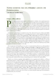 Notas sobre el uso del término "orive" en Extremadura / Juan Manuel Valadés Sierra | Biblioteca Virtual Miguel de Cervantes