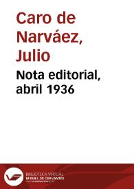 Nota editorial, abril 1936 | Biblioteca Virtual Miguel de Cervantes