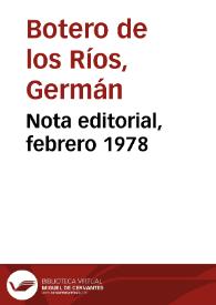 Nota editorial, febrero 1978 | Biblioteca Virtual Miguel de Cervantes