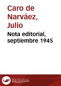 Nota editorial, septiembre 1945 | Biblioteca Virtual Miguel de Cervantes