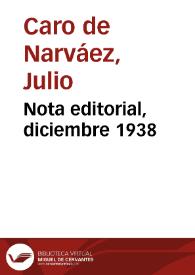 Nota editorial, diciembre 1938 | Biblioteca Virtual Miguel de Cervantes