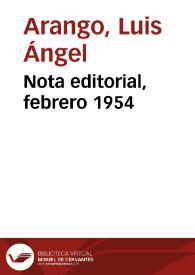Nota editorial, febrero 1954 | Biblioteca Virtual Miguel de Cervantes